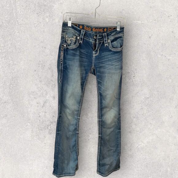 Rock Revival Daly Alt Women’s 26 Straight Leg Distressed Bling Denim Jeans - Picture 14 of 14